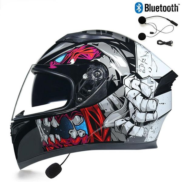 Cascos de motocicleta 2023, elegante casco de doble protección para las cuatro estaciones, aprobado por DOT ECE, abatible hacia arriba, con Bluetooth, motocicletas 15