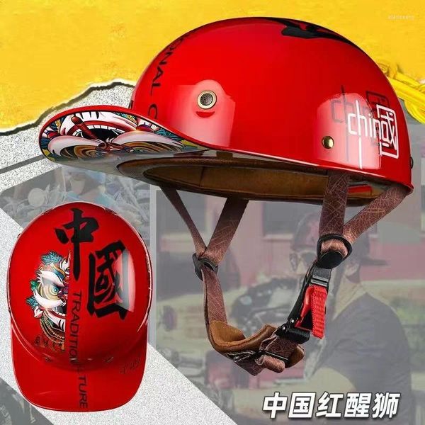 Casques de moto 2024 Casquette de baseball Casque Vintage Rétro Summer Open Face Scooter Cruiser Chopper Gangster Universal Dot