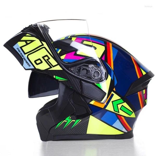 Casques de moto 2024 Casque de course modulaire Flip Up Full Face Casco Moto Sun Visor Motocross Protecteurs Capace Dot Ece