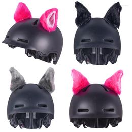 Casques de moto 2 pièces casque de moto mignon peluche oreilles de chat style chapeaux autocollants cyclisme ornements décoration accessoires