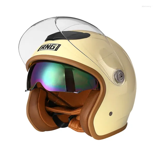 Casques de moto 3/4 Open Face Certification Véhicule standard rétro pour Harley Vespa Hommes et femmes