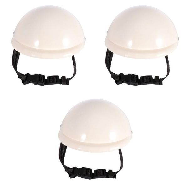 Cascos de motocicleta 3 piezas casco para perro cachorro sombrero de seguridad suministros de protección contra la lluvia solar (blanco 6 pulgadas)