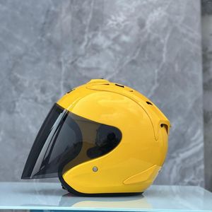 Cascos de motocicleta 4 Medio casco amarillo brillante Racing Cara abierta Casco Casque ECE Aprobado Hombres y mujeres