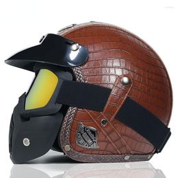Motorfietshelmen /4 helm pu lederen motorcross vuil fiets capacete de moto casco