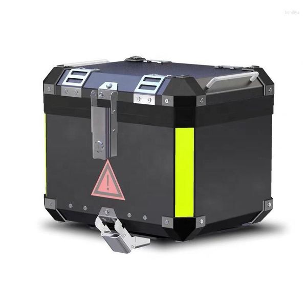 Casques de moto 43 litres noir/argent aluminium moto rangement bagages Top Case boîte arrière