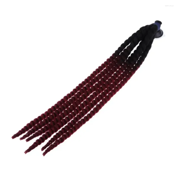 Cascos de motocicleta 70 cm rojo degradado casco trenzas cola de caballo coletas