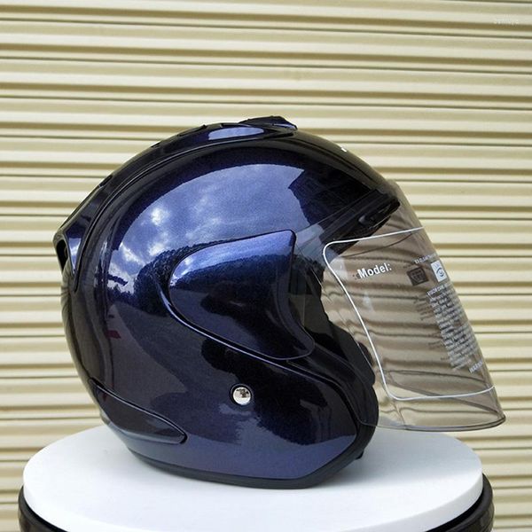 Casques de moto ABS Casque de moto Sécurité électrique Demi-visage Simple Len Casque bleu pour femmes / hommes Casco
