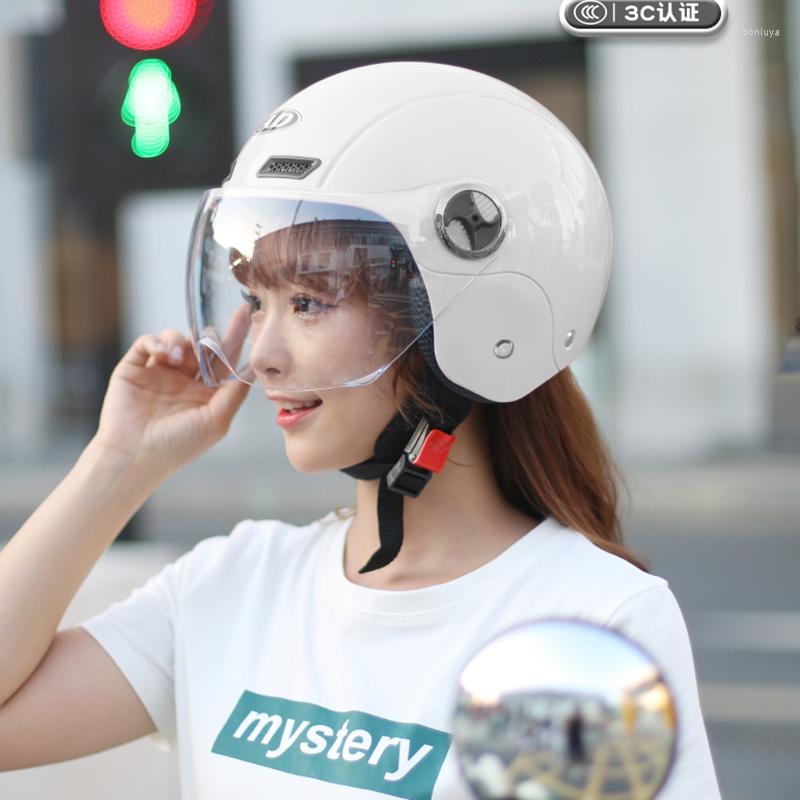 Motorfietshelmen AD Elektrische helm Winterwol Voering Half Gezicht HD Lenzen Reflector Paneel Veiligheidsdop voor man en vrouw