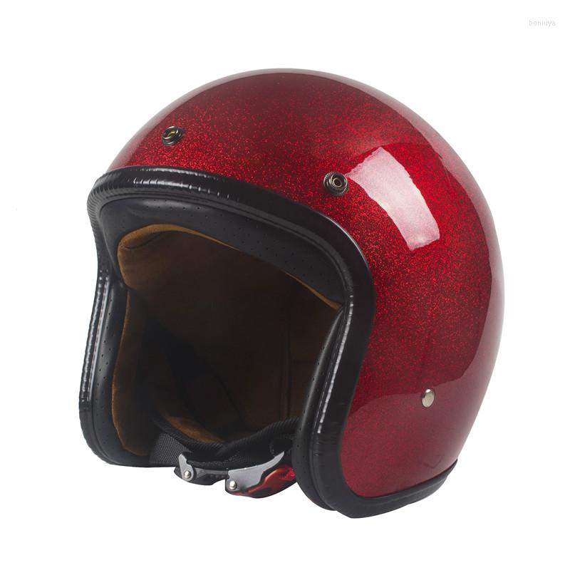Motorfiets helmen aankomst h open gezicht 3/4 helm gepersonaliseerde heren dames vintage retro cascos de motociclistas rode kleur dot ce
