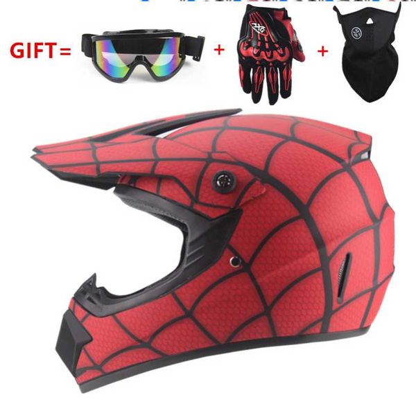 Cascos de moto Playa Casco todoterreno Bicicleta de montaña Cara completa Telaraña Kart Plus Guantes Gafas Máscara