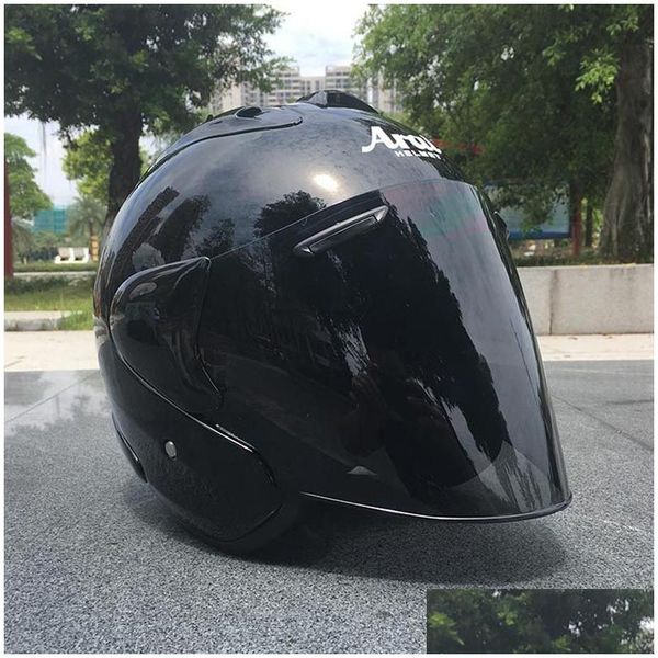 Casques de moto Demi-casque noir Sport de plein air Hommes et femmes Racing Open Face Dot Appd Drop Livraison Automobiles Motos Acces Dhxqn