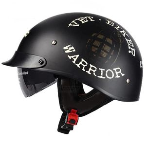 Casques de moto Noir Vintage Casque Open Face Demi Rétro Moto Casco Capacete Dot Appd Motociclistas Femmes Drop Livraison Automobile Dhomw