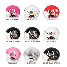 Cascos de motocicleta Negro Blanco Rosa Casco Lente Visor Motorcross Moto Sctooer Montar Moto Biker Cara abierta Hombres Mujeres