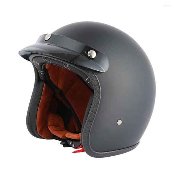 Cascos de motocicleta BLD Matte Black Open Face Casco Hombres Mujeres Vintage Scooter Montar Casque Cafe Racer Moto Jet Casco Aprobado por DOT