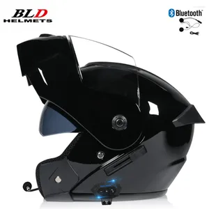 Motorhelmen BLD Gepersonaliseerde Systeemhelm Heren Dames Mode Dubbele Bluetooth-lens Motocross Racing Modulair Casco Moto Dot