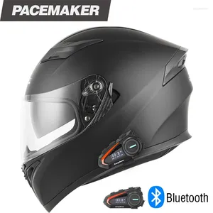 Cascos de motocicleta Casco Bluetooth para hombres impermeable doble lente Biker Casco Moto Four Seasons ABS Material aprobado por DOT