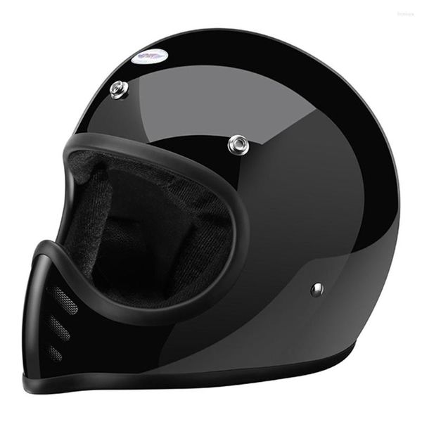 Casques de moto Casque de motard pointu noir brillant, résistant à l'usure, accessoires respirants, protection anti-chute