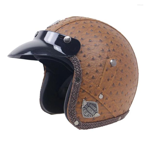 Cascos de motocicleta mancha marrón protección transpirable para la cabeza resistente al desgaste de la cara abierta casco de cuero anti-caza suministros de motocross