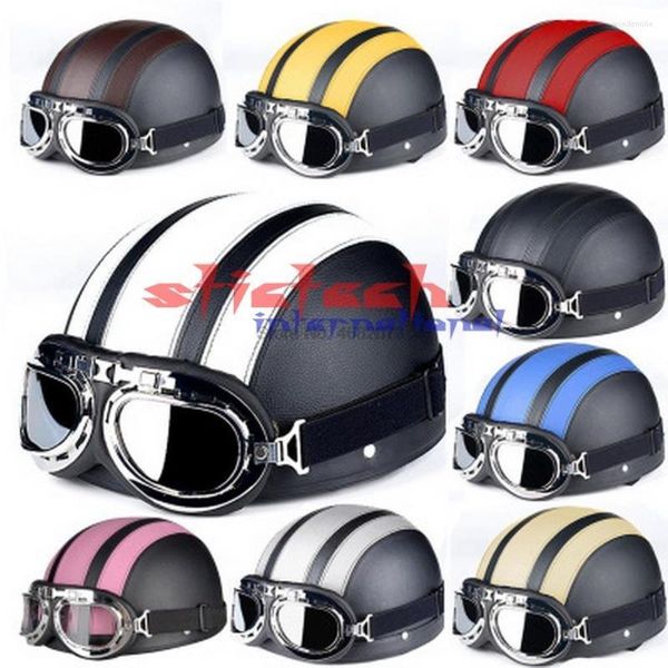 Casques de moto par DHL ou Ems 10pcs 54-60CM Casque avec collier pare-soleil style rétro léger et durable pour la protection du cyclisme en plein air