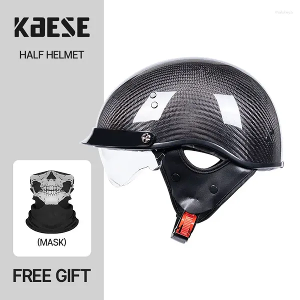 Casques de moto Casque en fibre de carbone Rétro Rétro German Classic Moto Casco Half Dot Certification Capacete DE avec Visors HD