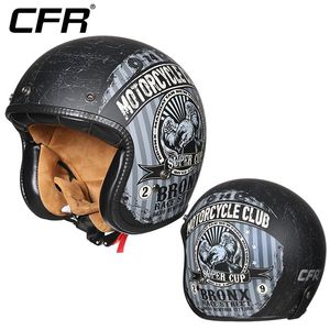 Cascos de moto CFR Oversize 4XL Retro Four Seasons Casco Hombre Verano Media Mujer Caballero Personalidad