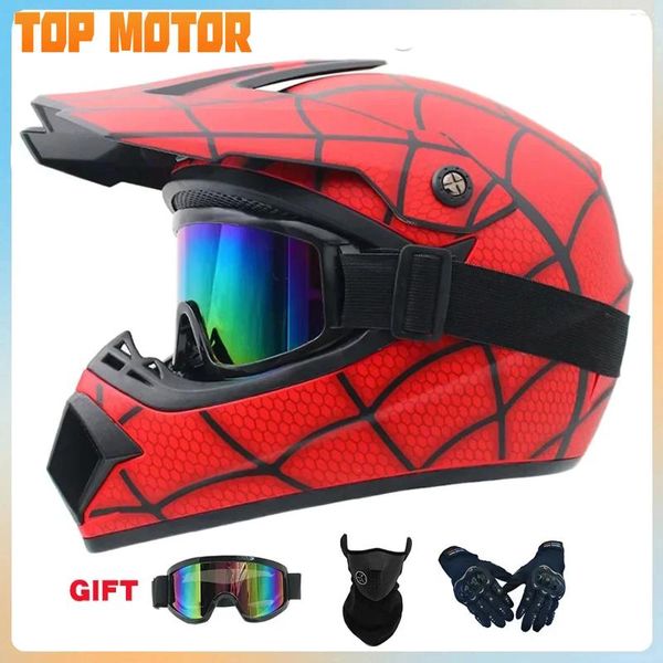 Casques de moto Enfants Casque Spider Off-Road Downhill Am Dh Cross Capacetes Motocross Cascos Racing Summer Dot Kids