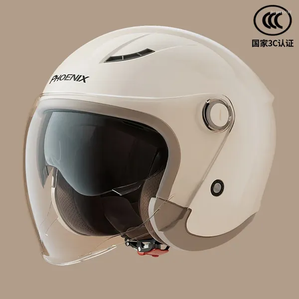Casques de moto Casque mignon pour homme et femme intégré HD double visière ouverte visage chauffant doublure amovible capuchon de sécurité 55-60 cm
