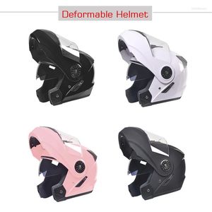 Casques de moto Casque intégral déformable pour femme Casque demi-visage pour homme Motocross Motorrad Antireflet Double lentilles Plus Size Cascos