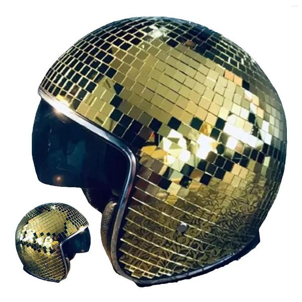 Decoración de bola de discoteca para cascos de motocicleta con visera retráctil brillo de espejo clásico para hombres y mujeres