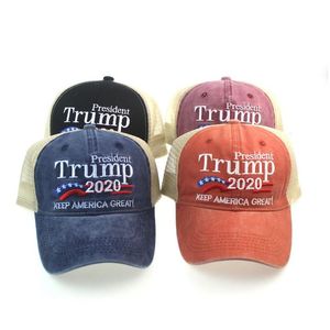 Casques de moto Donald Trump Baseball Cap Patchwork Washed Outdoor Rendre l'Amérique à nouveau HAT HAP Président républicain Mesh Sports Dr Otovu