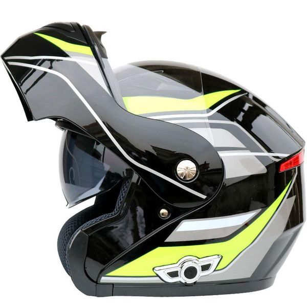 Casques de moto Approuvé par le DOT ABS Double visière anti-buée Oreillette Bluetooth Casque modulable intégré Doublure amovible MSFH999K5