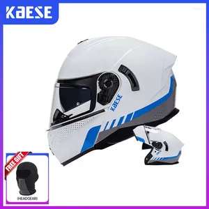 Motorhelmen stip goedgekeurd flip omhoog helm dubbele vizier mannen volwassen full face racing abs modulaire dubbele lens motorcross