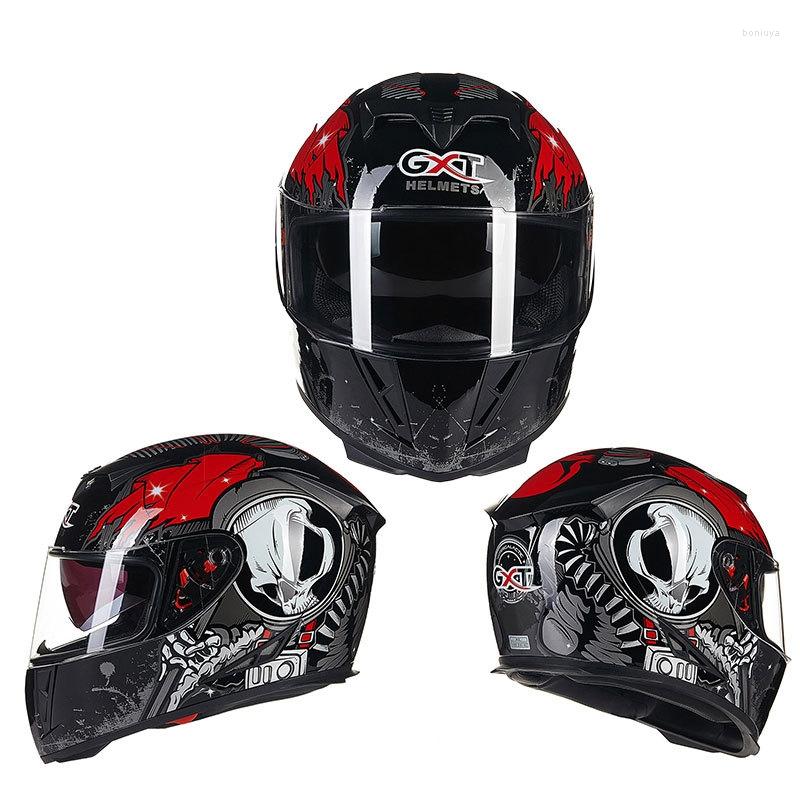 Capacetes de motocicleta DOT aprovou o capacete de face completa Motocross Double Lens Racing Racing Casco Moto Crash