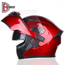 Casques de moto Dot Casque approuvé Moto Moto Flip Up Modular Full Face Dougleur détachable Capacete de Four Saison