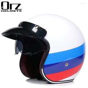 Casques de moto approuvés par le DOT casque à visage ouvert adulte Scooter électrique Vintage rétro vélo café Racer pour hommes femmes