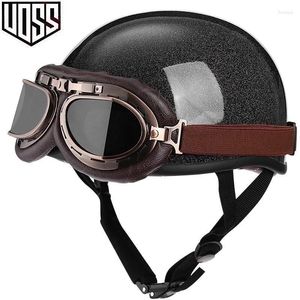 Motorfiets helmen stip goedgekeurde motorcross motorhelm retro moto scooter vintage half gezicht -