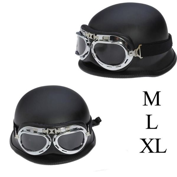 Cascos de motocicleta Casco retro aprobado por DOT WWII Big German Half Scooter Cross Country Moto Casco con gafas Rider2250