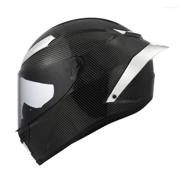 Casques de moto DOT approuvé femmes et hommes casque de sécurité intégral Racing Casco Casque Original Silver Carbon Firber