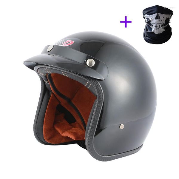 Cascos de motocicleta Certificado DOT 3/4 Casco de cara abierta Vintage Moto Scooter Chopper Jet Hombres Mujeres Capacete Regalo gratis