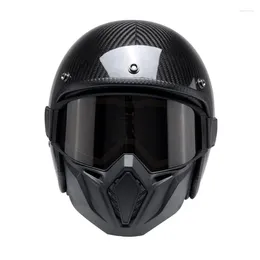 Casques de moto Dot Casque de fibre de carbone certifié Open Face Motobike Riding Casque Electric Moto Adult Casco High Quality