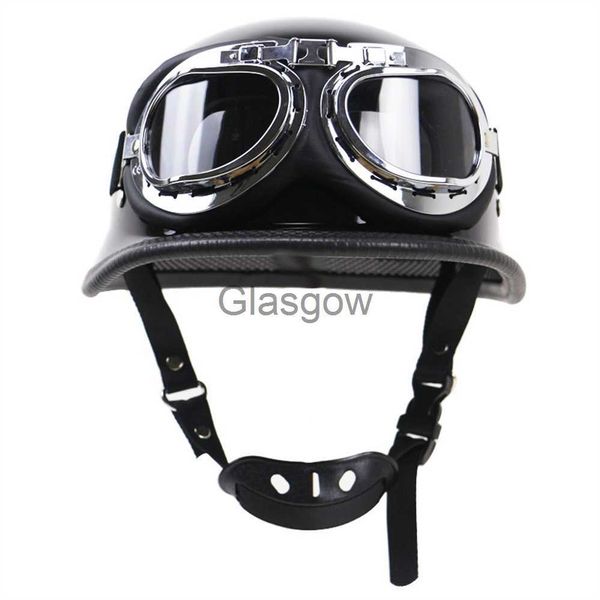 Casques de moto DOT allemand rétro Moto demi casque de protection en plein air équitation Moto casques avec lunettes Scooter électrique Moto Casco x0731