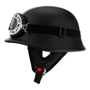 Casques de moto DOT Style allemand Demi-visage Casque ouvert rétro vintage Chopper Biker Scooter