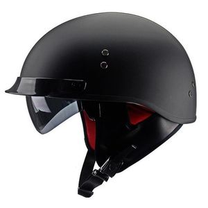 Casques de moto Dot Casque Retro Mat Mato Black Moto Scooter Vintage demi-visage Viker Moto Crasco Casco