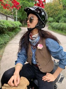 Motorhelmen Dot Two Gifts Fashion Vintage Chopper Half Motor Rijden Open Face Helmet Scooter Racing Casque Moto Casco