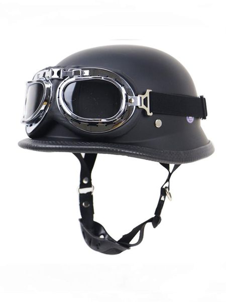 Casques de moto DOT Vintage style allemand visage ouvert demi-casque casquette unisexe rétro moto équitation Chopper Casco Moto Capacete