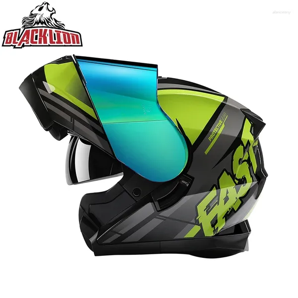 Casques de moto Double visières modulaires rabattables Casco Casque ECE approuvé Full Face Kask Moto Racing Helm Abatible Para