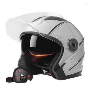 Casques de moto double visière hommes femmes véhicule électrique moto Vintage protégé moteur sécurité pour adulte