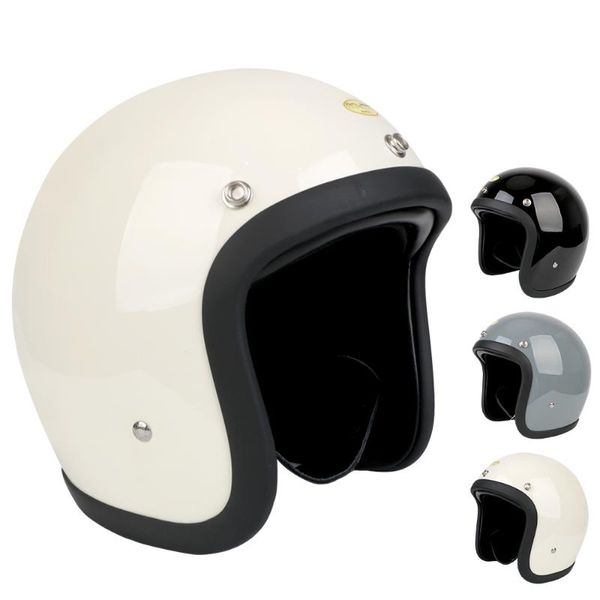 Equipo de cascos de moto Casco de moto de fibra de vidrio Peso ligero M / L / XL Casco de cara abierta retro Motocicleta