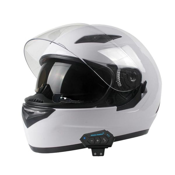 Casques de moto Casque Bluetooth externe Double objectif Casco Moto Cool Full Face Black Moto Mod
