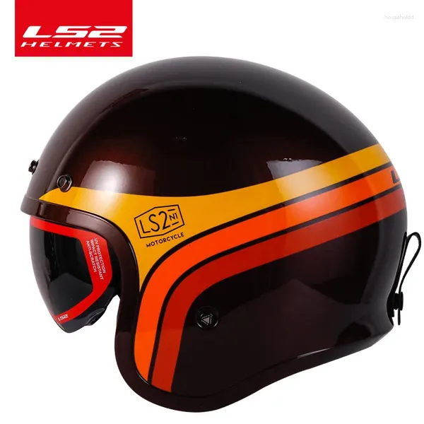 Cascos de motocicleta Moda LS2 Spitfire Vintage Casco Of599 Jet 3/4 Cara abierta Retro Medio Casco Casque Moto